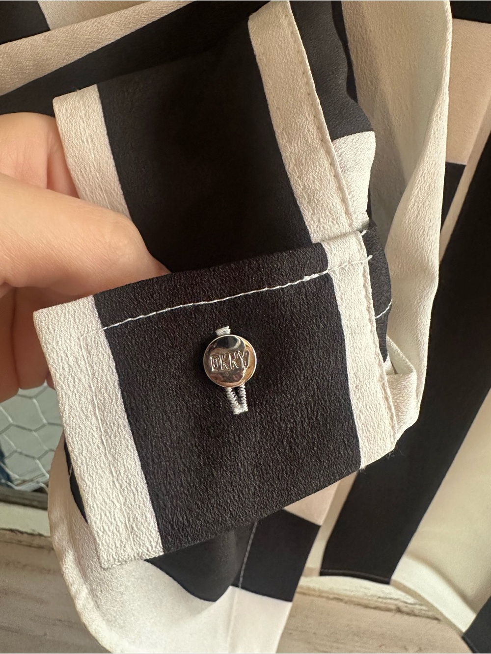 DKNY | Black and White Striped Button-Down Shirt - Picture 3 of 8